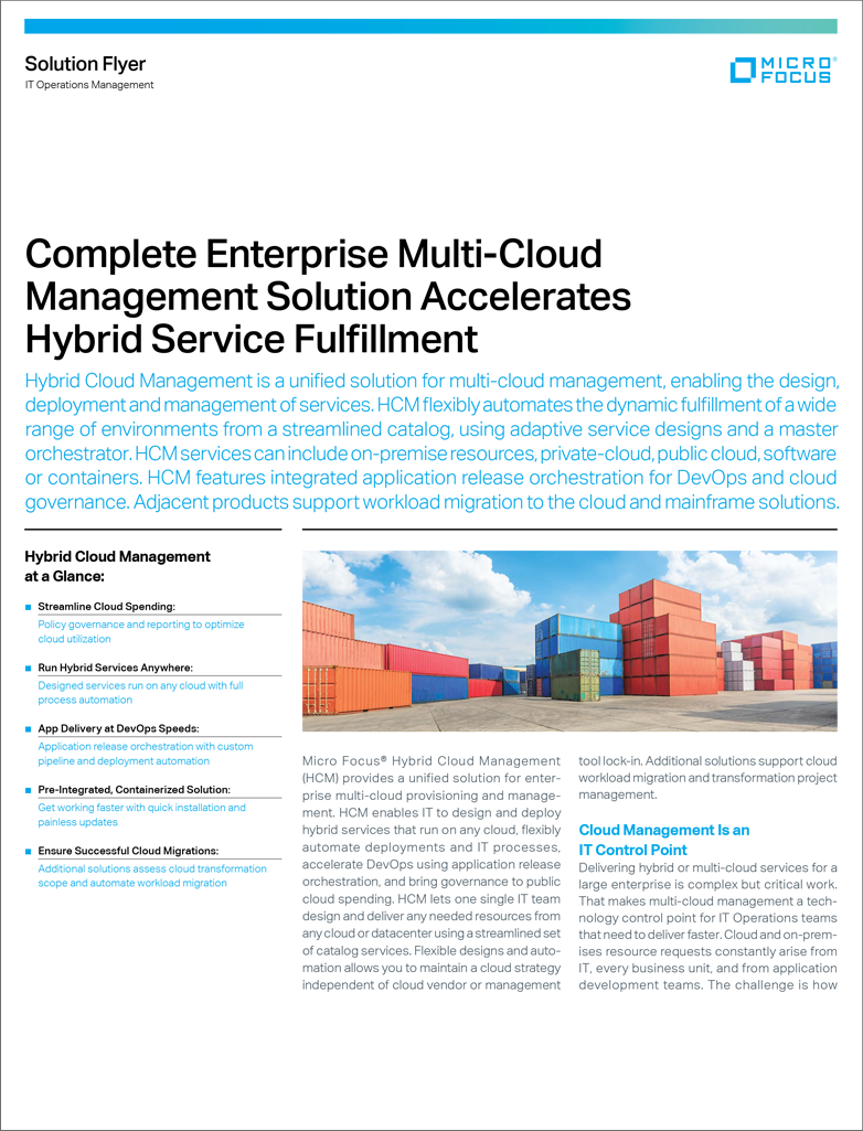 Complete Enterprise Multi-Cloud Management Solution Accelerates Hybrid Service Fulfillment