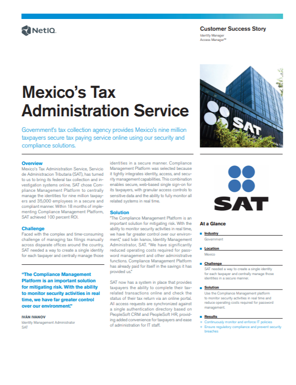 Compliance Management Platform Mitigates Risk for Mexico's Tax Administration Service preview