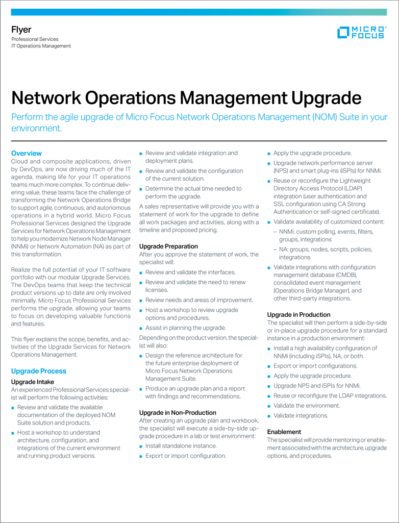 Network Operations Management Upgrade