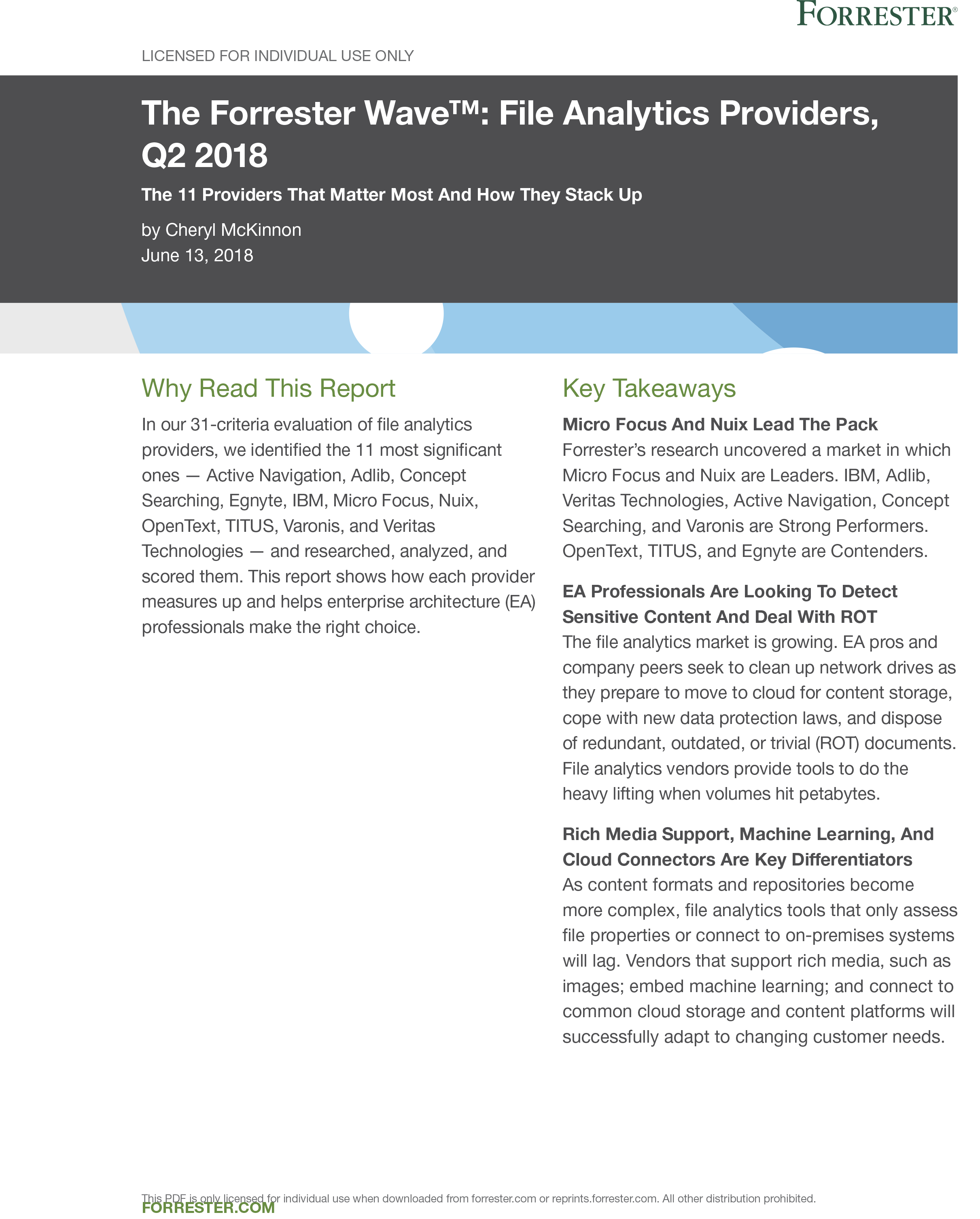 The Forrester Wave™ File Analytics Providers, Q2 2018 preview