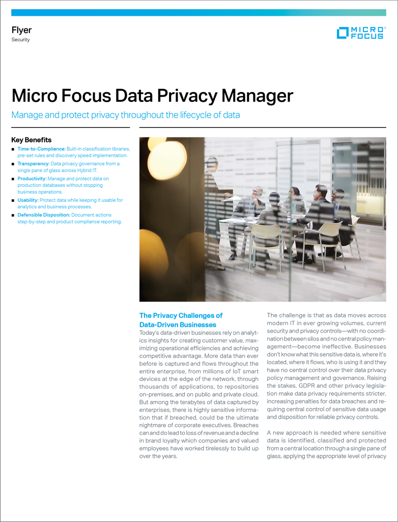 Micro Focus Data Privacy Manager preview