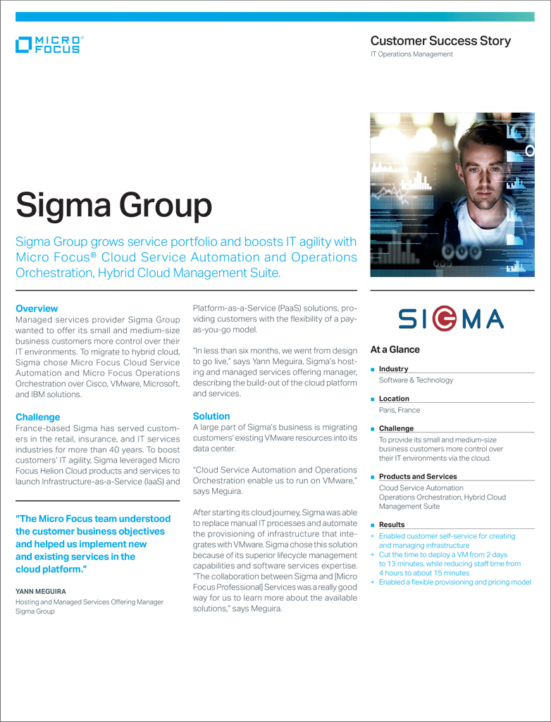 Sigma Group IaaS PaaS IT Agility Micro Focus